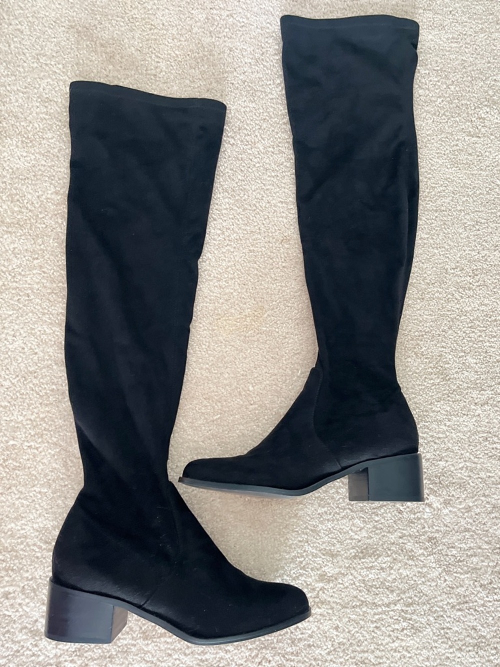 Steve Madden Sadie Black Microsuede Over-the-Knee Sock Boot Block Heel in Size 7